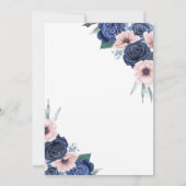 white blue floral geometric wedding invitation kaart (Achterkant)