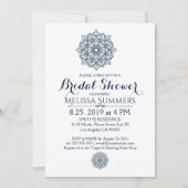 White & Blue Floral Mandala Vrijgezellenfeest Invi Kaart (Voorkant)