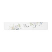 White Blue Floral, Monogram Wedding Uitnodigingen Wikkel (Vlak)