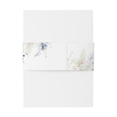 White Blue Floral, Monogram Wedding Uitnodigingen Wikkel (Achterkant Voorbeeld)