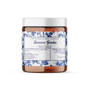 White Blue Floral Soap Cosmetics Label