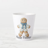 White Blue Gingerbread Man Cookie Christmas  Latte Mok (Voorkant)