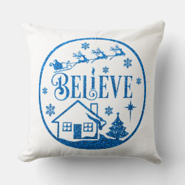 White & Blue Glitter Beleef kerstdecoratief Kussen