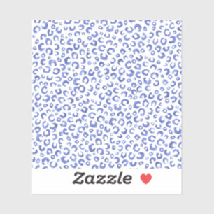 White Blue Glitter Leopard Animal Print Sticker