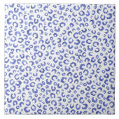 White Blue Glitter Leopard Animal Print Tegeltje (Voorkant)