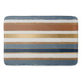 White blue gold and copper horizontal stripes badmat (Voorkant)