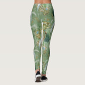 White & Blue-green Royal-Peacocks Fantasy Leggings (Achterkant)
