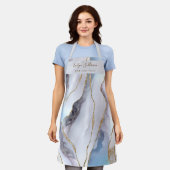 White blue grijs agate schoonheidsprofessioneel sc schort (Gedragen)