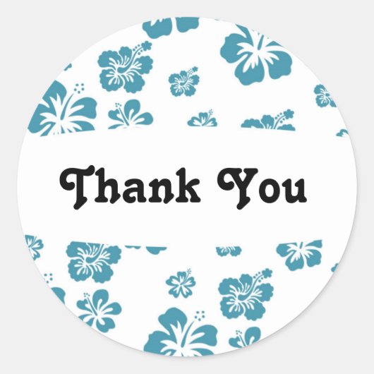 White & Blue Hibiscus Flower Floral Party Sticker (Voorkant)