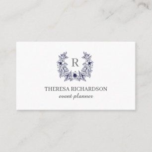 White Blue Magnolia Wreath    Monogramprofessional Visitekaartje