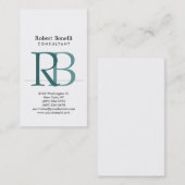 White Blue Modern Monogram Visitekaartje (Voorkant / Achterkant)