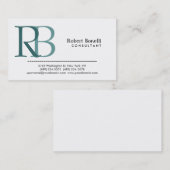 White Blue Modern Monogram Visitekaartje (Voorkant / Achterkant)