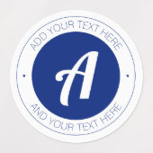 White & Blue Monogram of Add logo Waterbestendig Labels (Design 1)