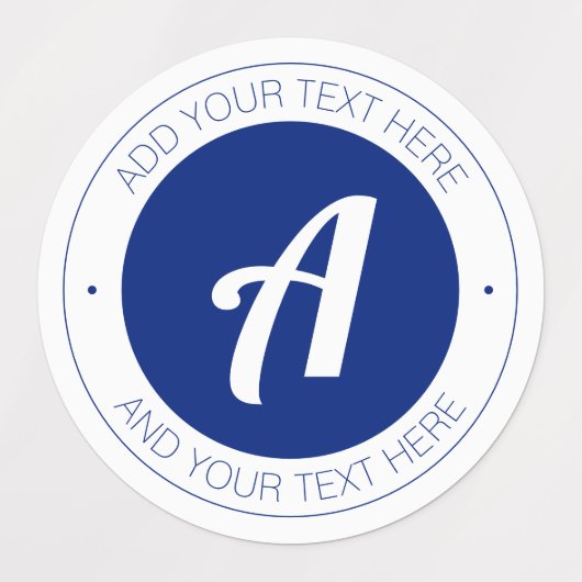 White & Blue Monogram of Add logo Waterbestendig Labels (Design 1)