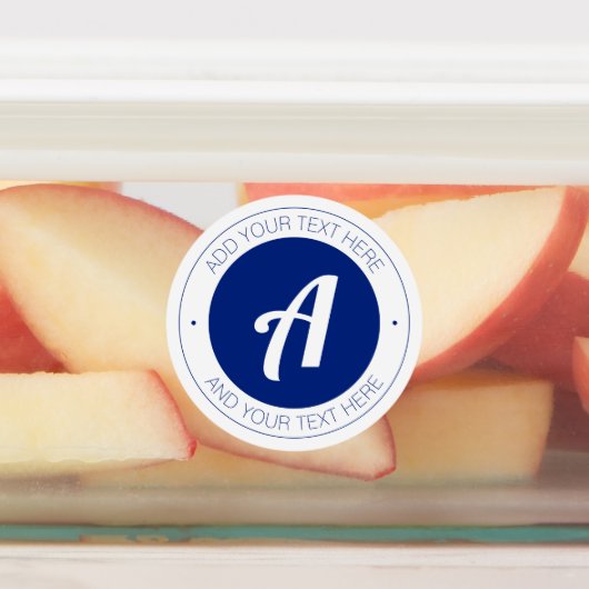 White & Blue Monogram of Add logo Waterbestendig Labels (Aangebracht)