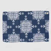 White Blue Mosaic Aztec Pattern Indian Mexican Eth Golfhanddoek (Horizontaal)