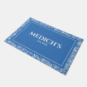 White & Blue Paisley Pattern Doormat Deurmat (Schuin)