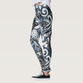 White & Blue Paisley Print Patroon Leggings (Links)