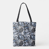 White & Blue Paisley Print Pattern Draagtas (Achterkant)