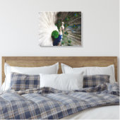 White Blue Peacock Canvas Afdruk (Insitu (Slaapkamer))