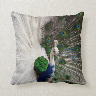 White Blue Peacock Kussen