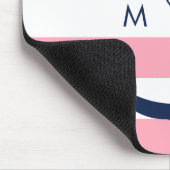 White Blue Pink Monogram Stripes Anchor Muismat (Hoek)