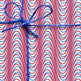 White Blue Red Moiré Stripes - Trippy Abstract Rad Cadeaupapier