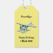 White blue seaplane afbeelding cadeaulabel (Achterkant)