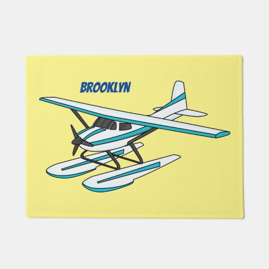 White blue seaplane afbeelding deurmat (Voorkant)
