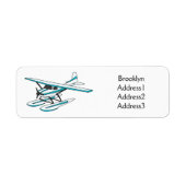 White blue seaplane afbeelding etiket (Voorkant)