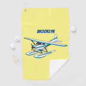 White blue seaplane afbeelding golfhanddoek (Insitu)