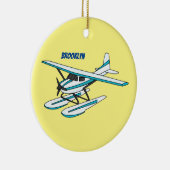 White blue seaplane afbeelding keramisch ornament (Rechts)