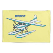 White blue seaplane afbeelding kussensloop (Achterkant)