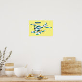 White blue seaplane afbeelding poster (Keuken)