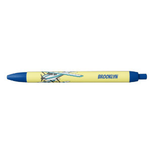 White blue seaplane afbeelding zwarte inkt pen