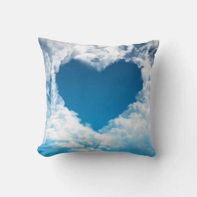 White Blue Sky Heart Shape Cloud Kussen (Voorkant)