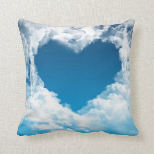 White Blue Sky Heart Shape Cloud Kussen