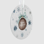 White Blue Snowflakes Christmas Coconut Bow (devant)