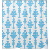 White & Blue Turquoise Damask Modern Glamor Douchegordijn (Voorkant)