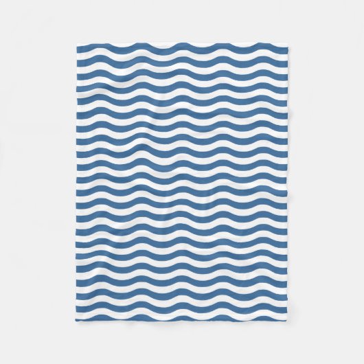 White Blue Wave Navy patroon Aanpassen achtergrond Fleece Deken (Voorkant)