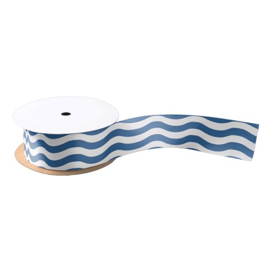 White Blue Wave Navy patroon Aanpassen achtergrond Lint (Spoel)
