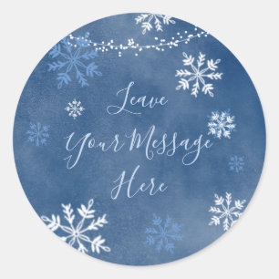 White Blue Winter Snowflake Hou van je bericht hie Ronde Sticker
