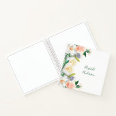 White blush florals name script notitieboek (Binnen)