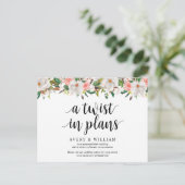 White Blush Florals, Wedding Invitation Postponed Briefkaart (Staand voorkant)
