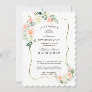 White Blush Flowers Invitación de Baby shower Kaart