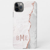 White Blush & Roos Gold Agate Marble Monogram iPhone Hoesje (Achterkant)