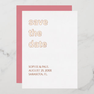 White Blush roze Save the Date Roos Gold Folie Uitnodiging