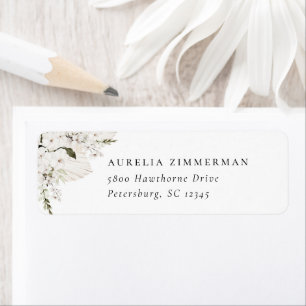 White Bohemian Floral Address Etiket