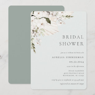 White Bohemian Floral Bridal Shower Kaart