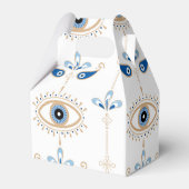 White bohemian retro evil eye pattern bedankdoosjes (Voorkant Zijde)